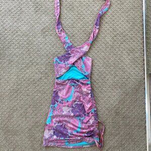 Edikted Paisley Halter Mini Dress Size XS